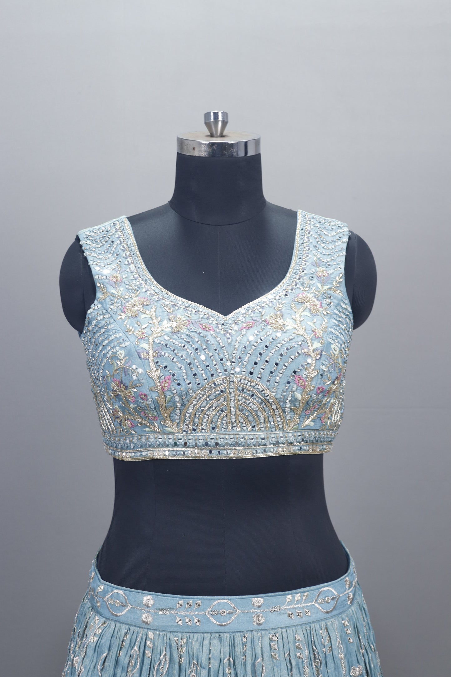 Sky Blue Silk Lehenga Choli with Dupatta  Party Wear Designer Lehenga