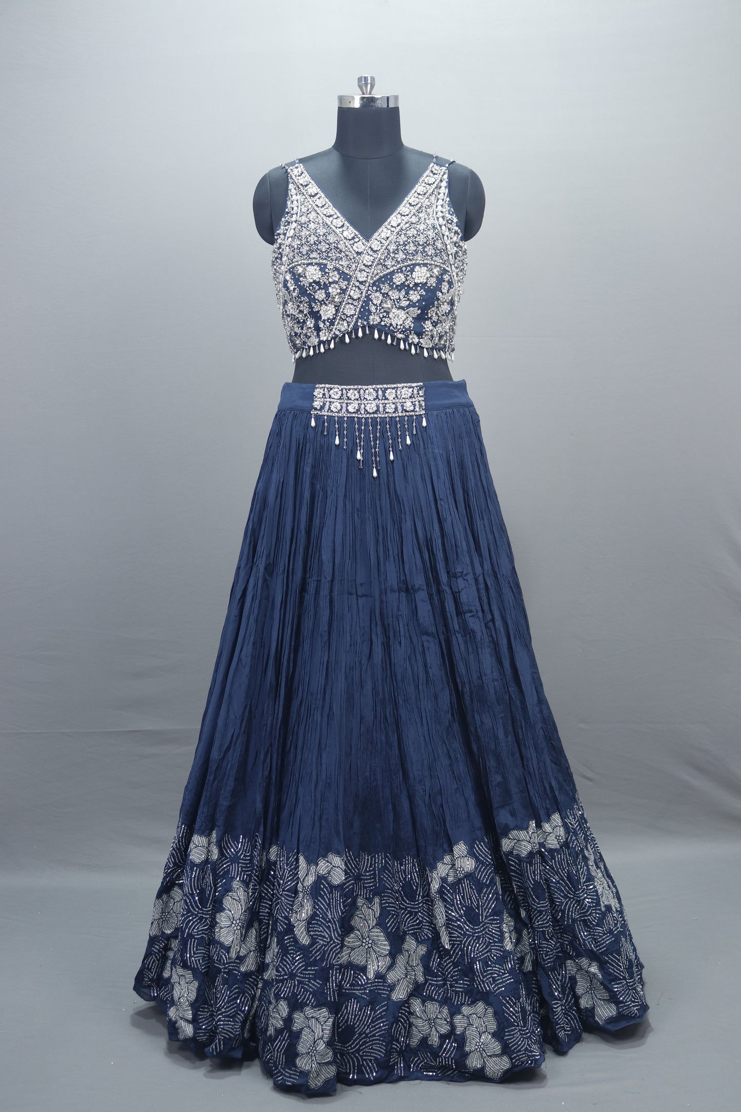 Designer Navy Blue Lehenga Choli with Dupatta