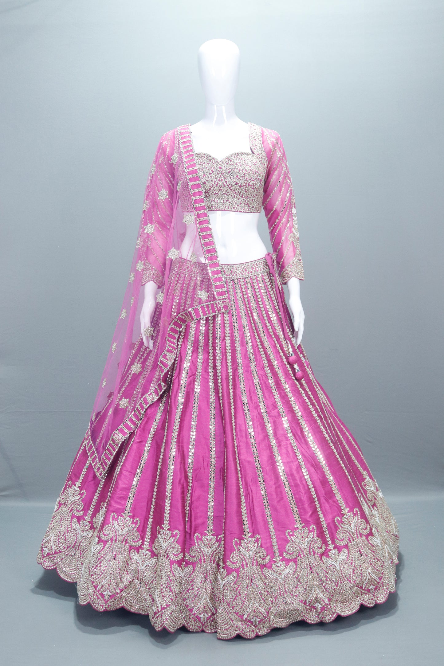 Violet Bridal Lehenga Choli Sheer Dupatta Designer Party Wear