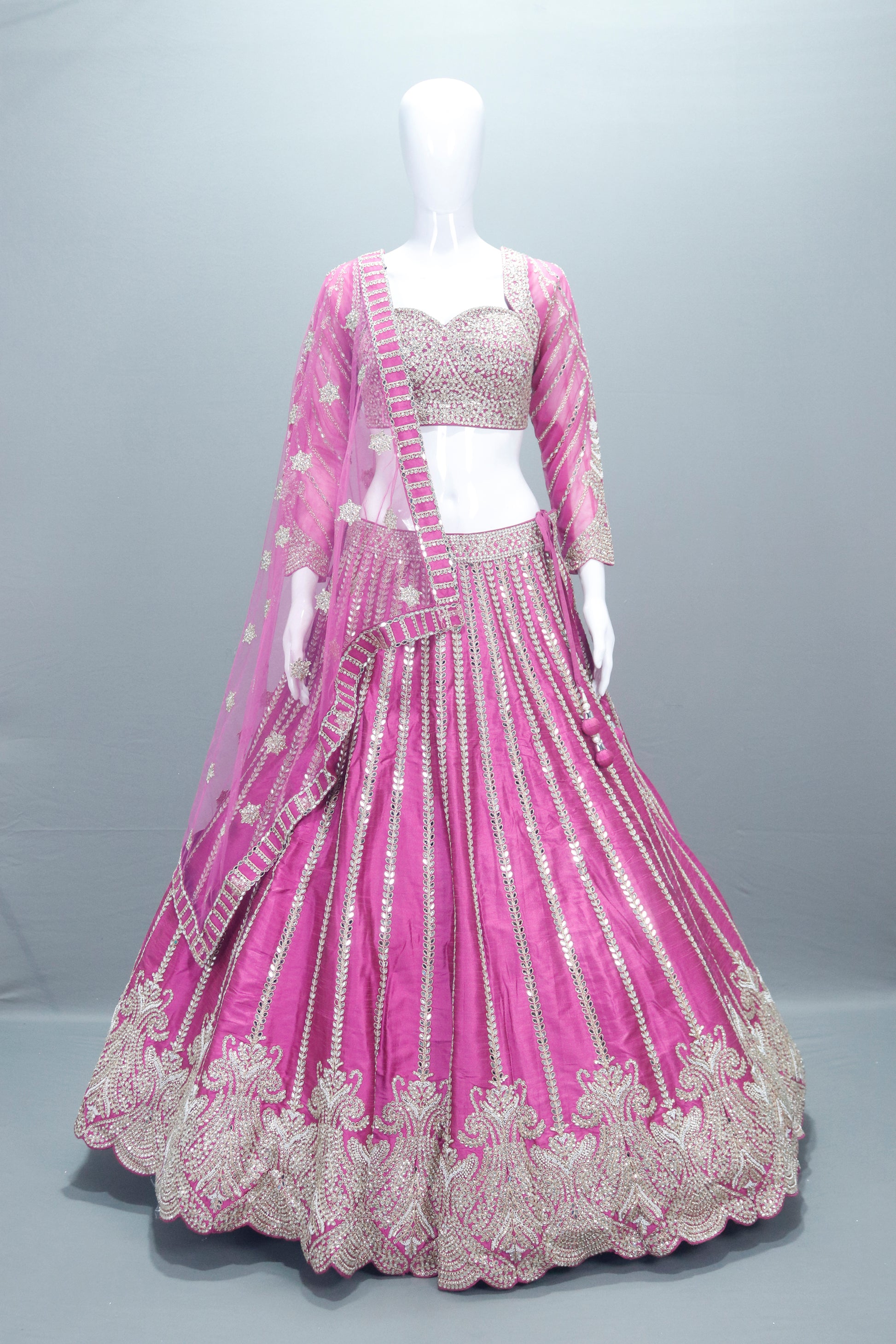 Violet Bridal Lehenga Choli Sheer Dupatta Designer Party Wear