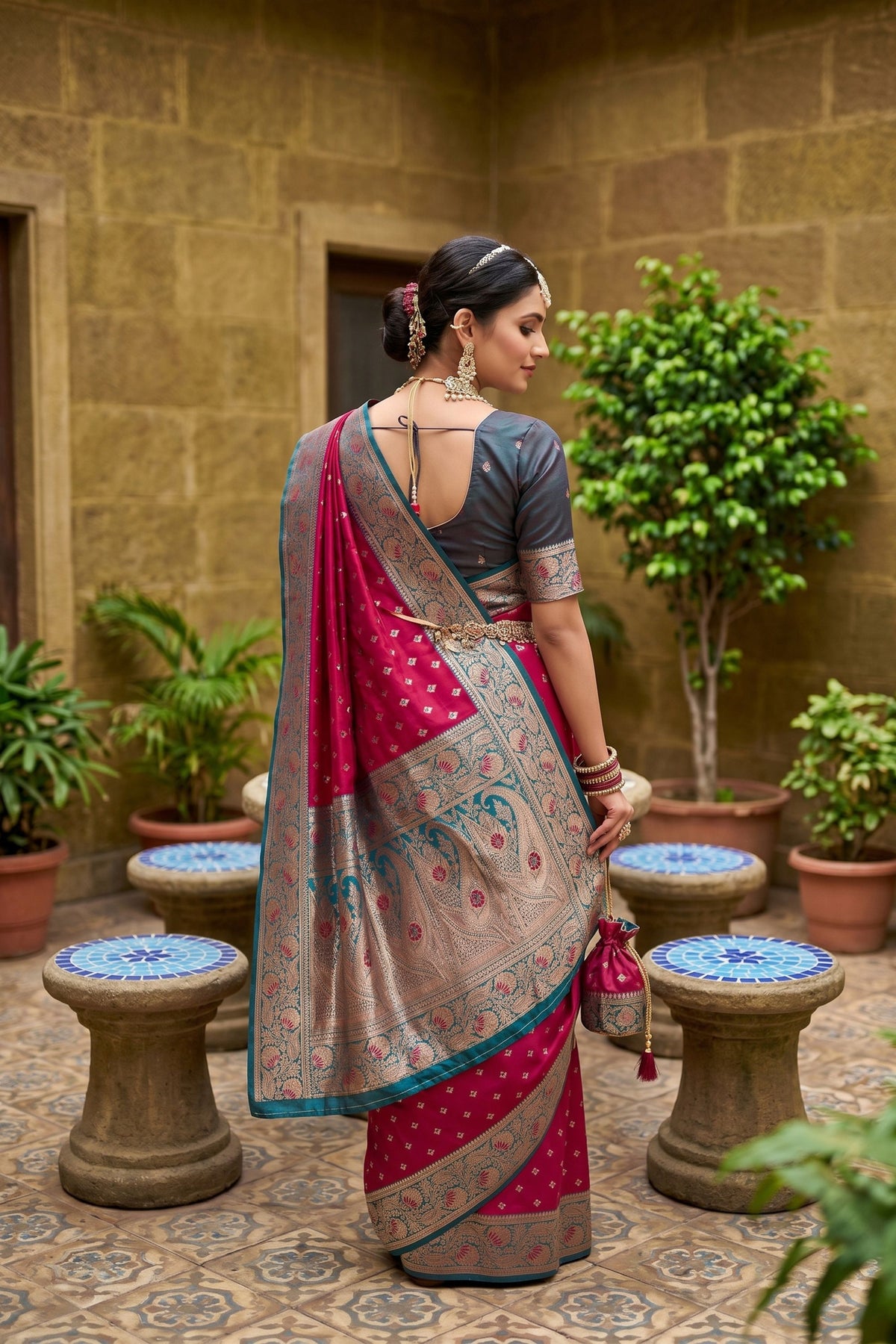 Beautiful Rani Pink Soft Silk Saree with Zari Weaving for Women