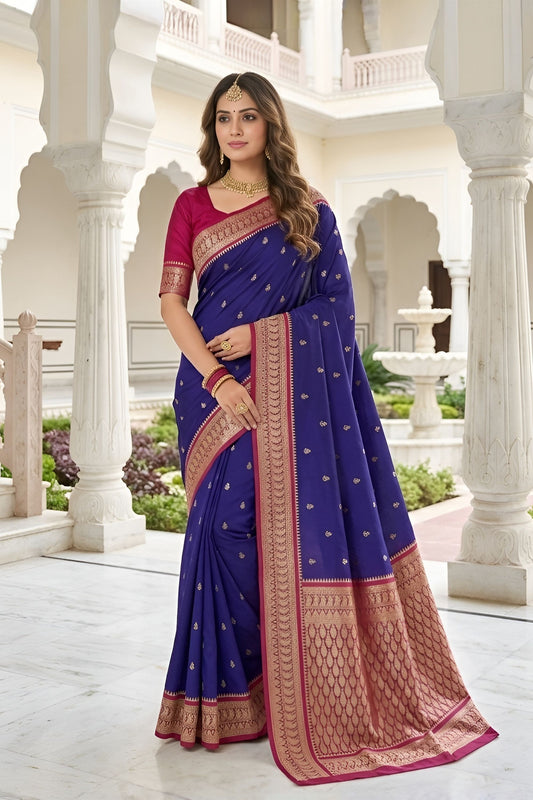 Royal Blue Soft Pure Banarasi Silk Saree Zari Weaving for Women