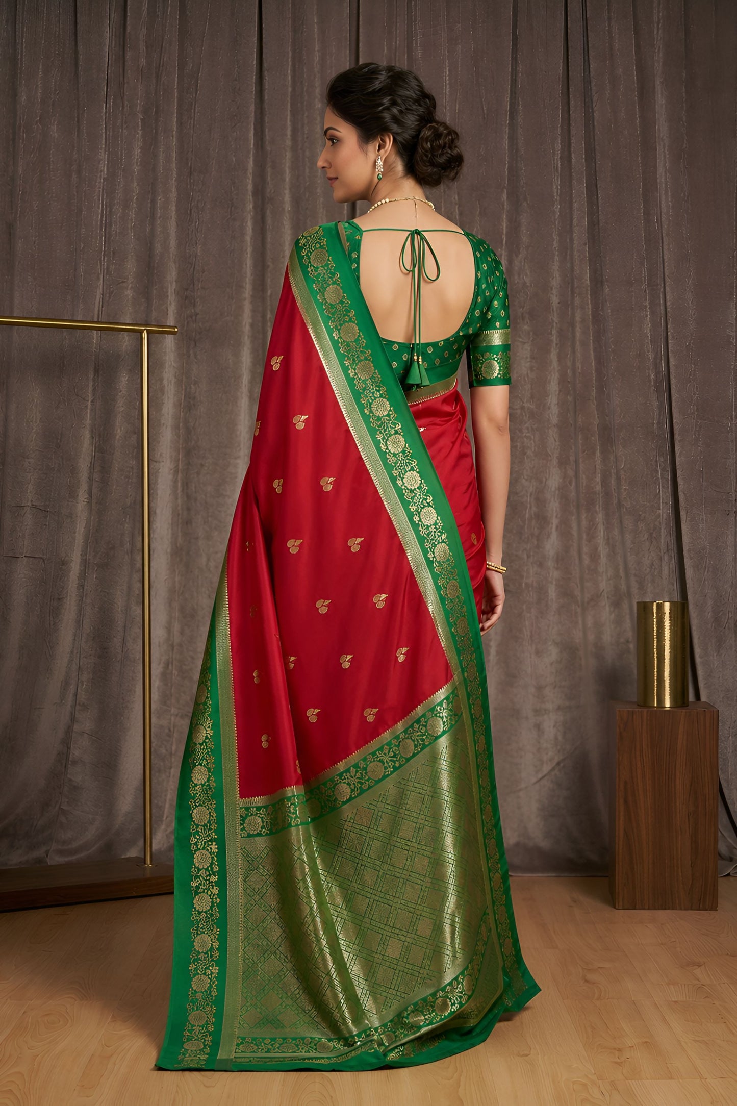 Traditional Red Banarasi Silk Woven Saree Meenakari Motif for Women