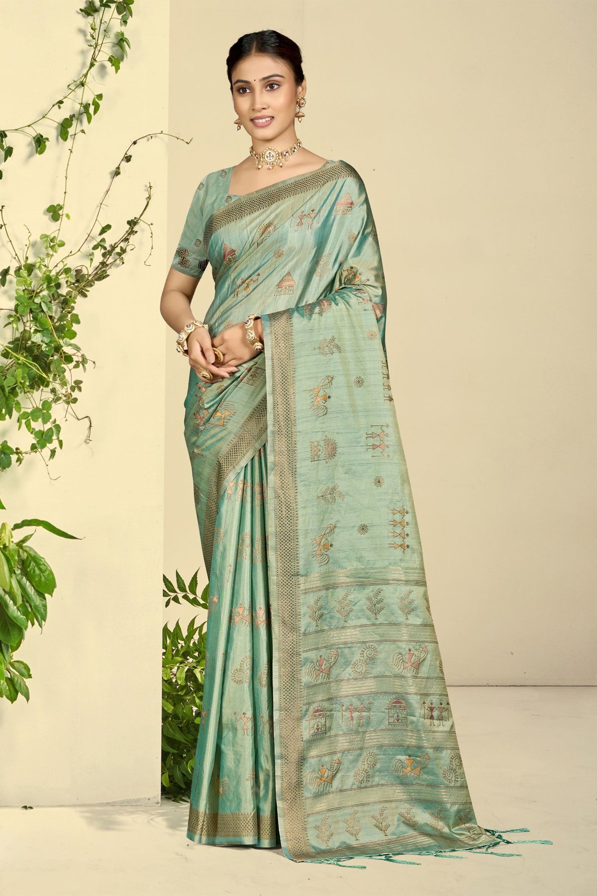 Stylish Sea Green Pure Silk Full Weaving Saree for Women