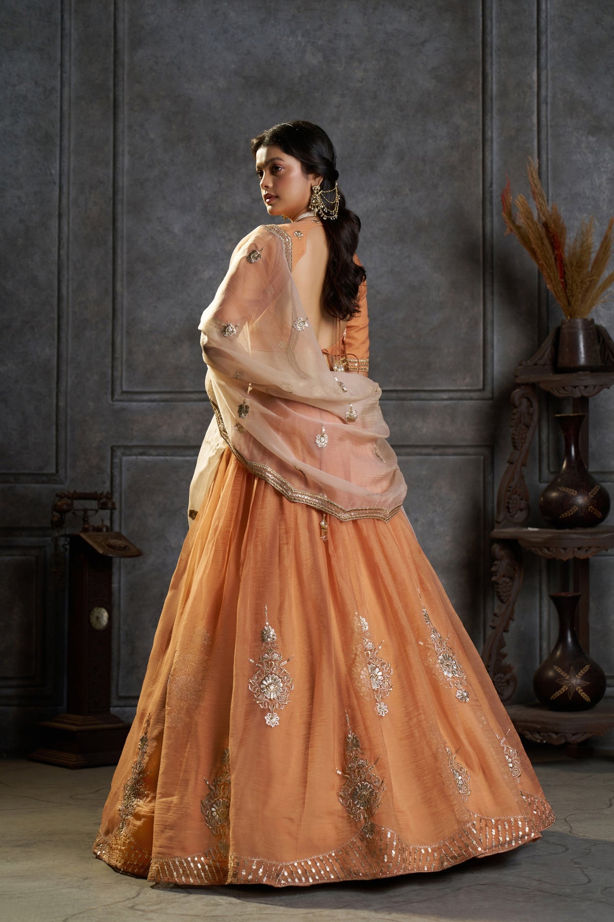 Captivating Rust Orange Organza Embroidered Designer Lehenga Choli with Dupatta for Women
