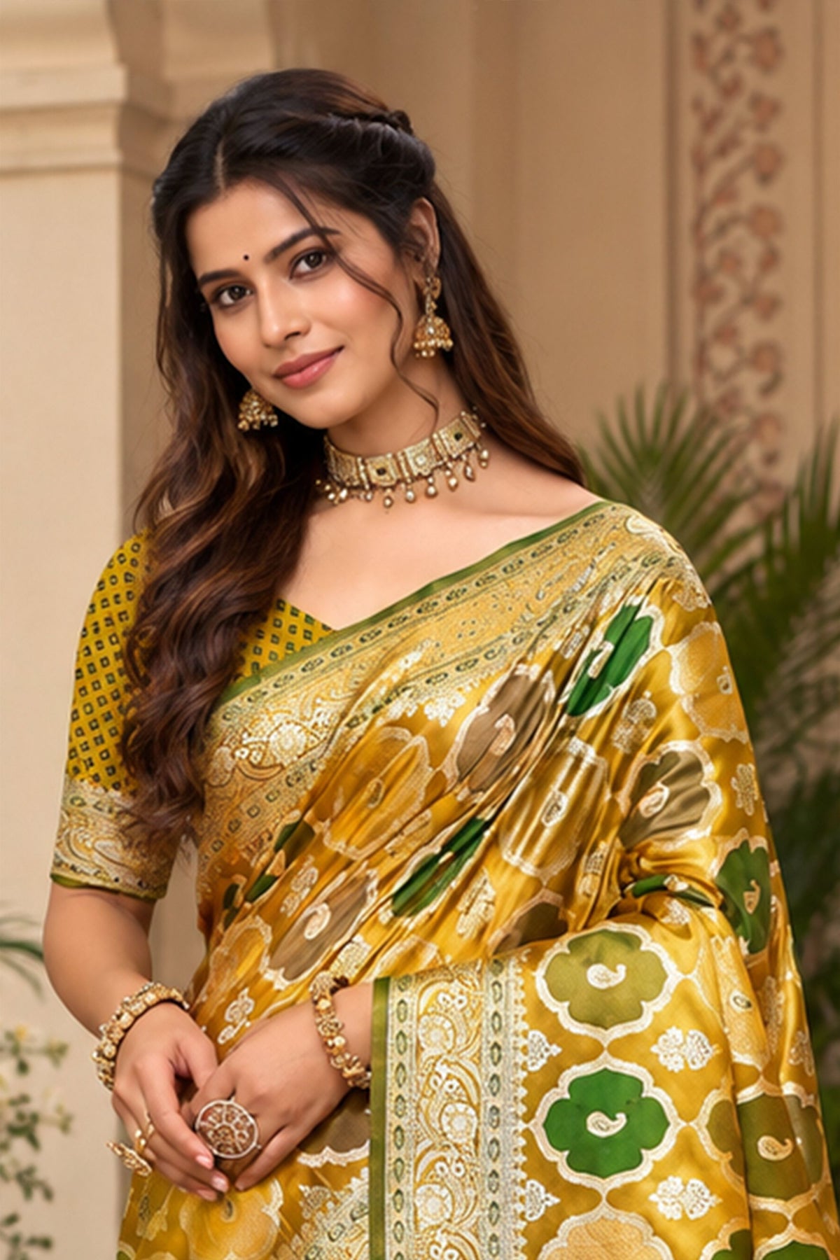 Radiant Mustard Yellow Satin Silk Woven Designer Saree for Women