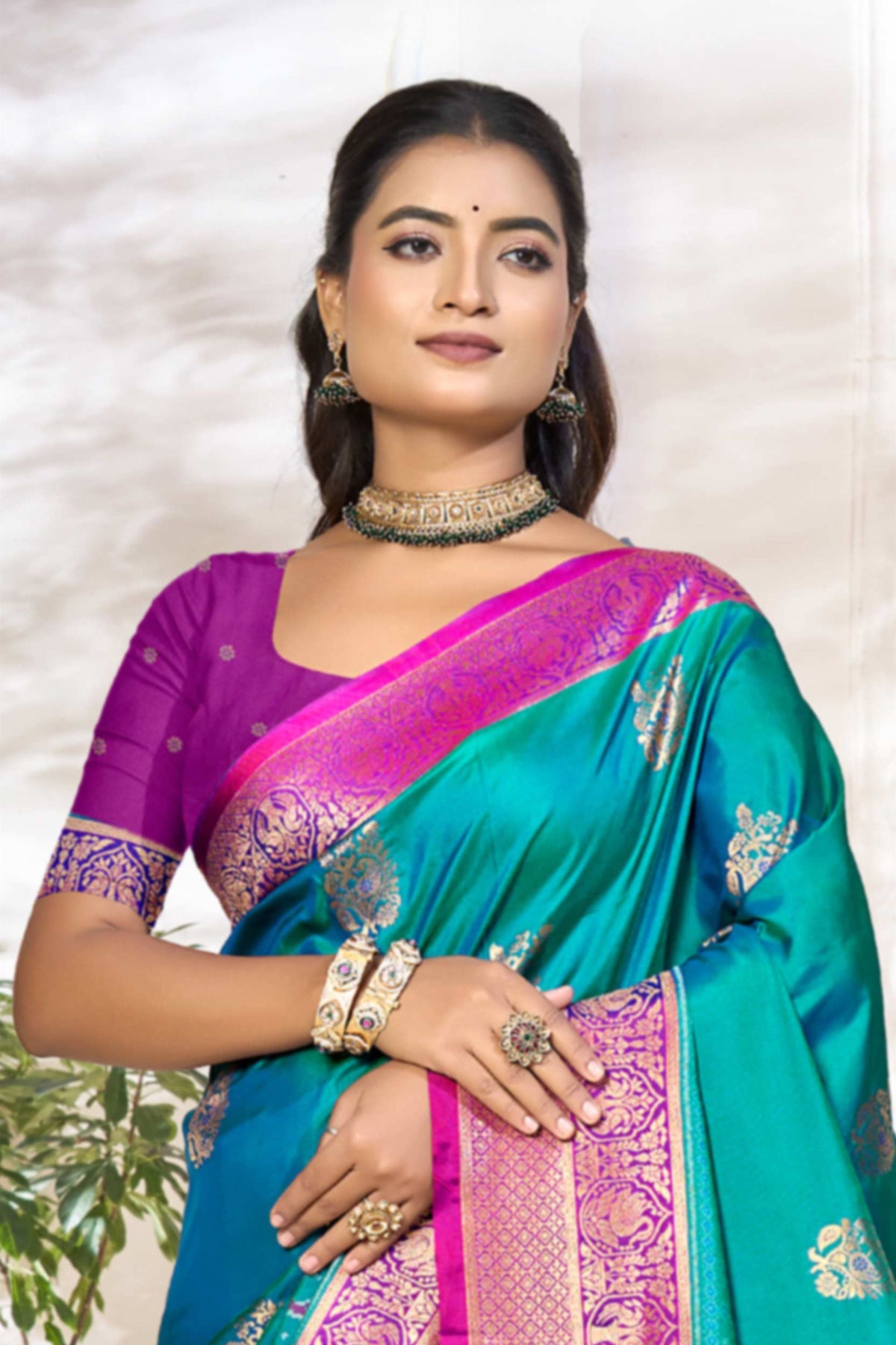 Elegant Teal Blue Soft Silk Woven Designer Saree for Women