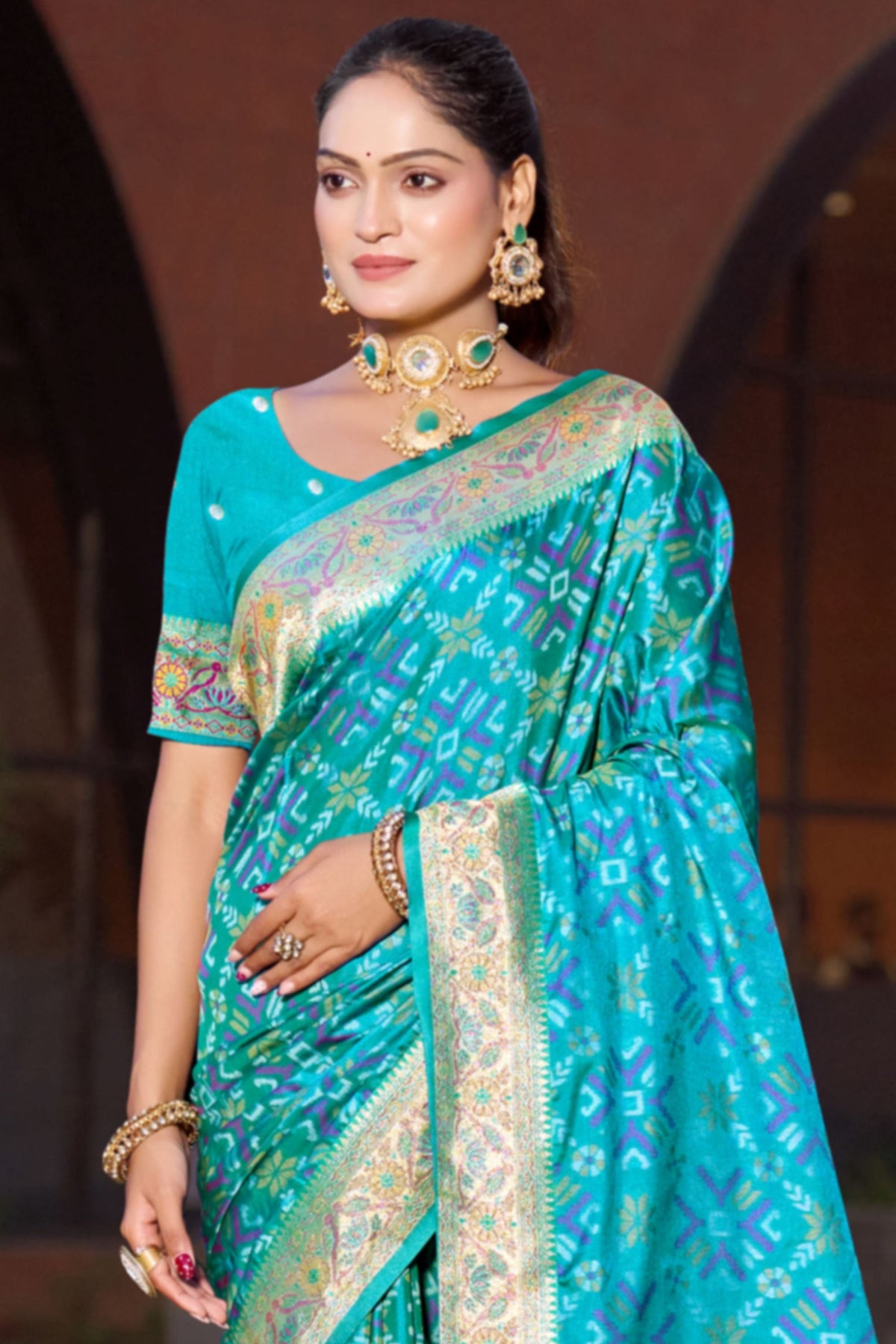 Striking Teal Blue Soft Silk Saree with Traditional Weaving Work for Women