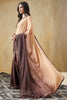 Brown Beige Silk Saree Designer Blouse Party Wear Saree