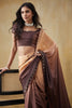 Brown Beige Silk Saree Designer Blouse Party Wear Saree