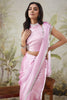 Elegant Light Pink Satin Silk Saree Party Wear