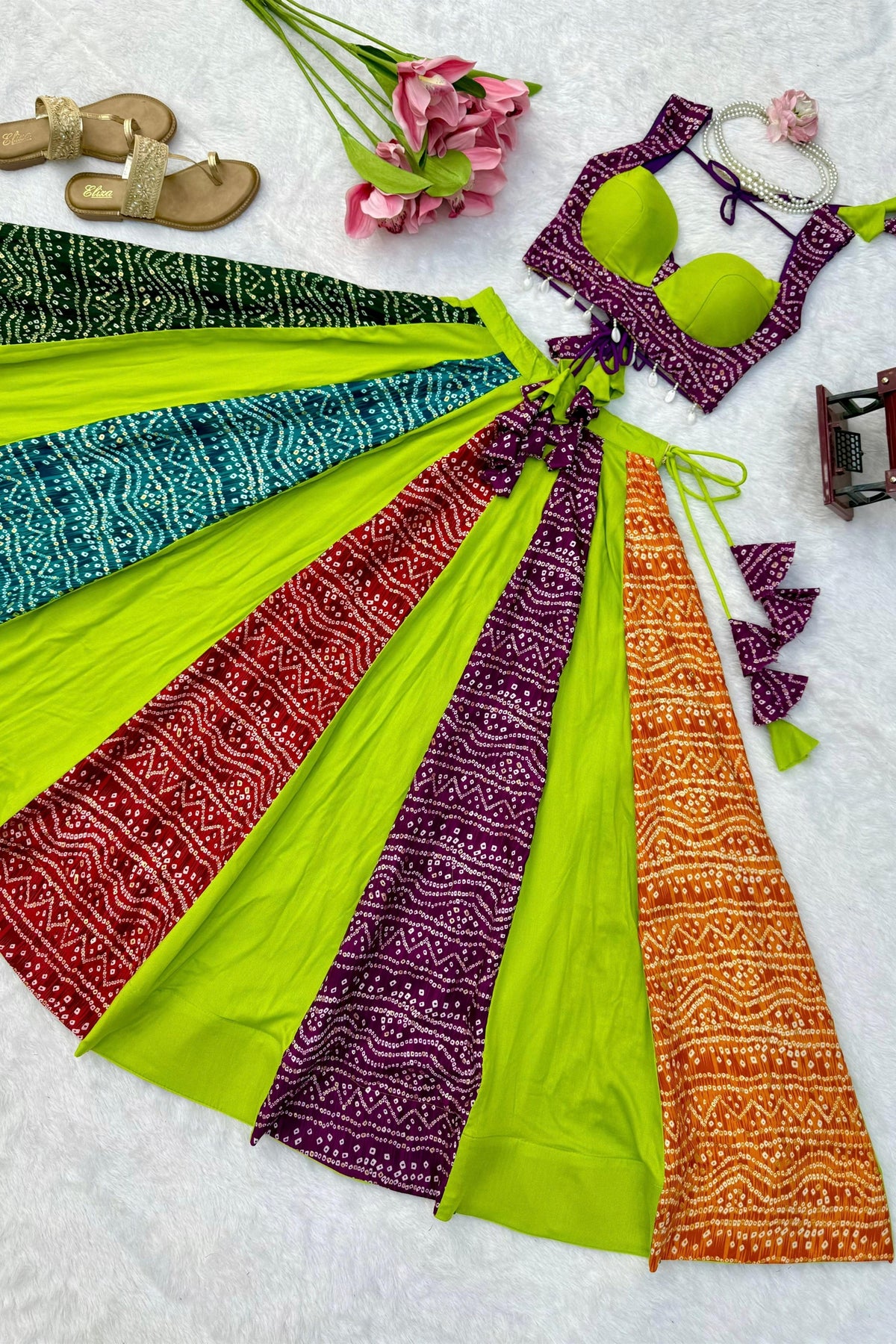 Elegant Multicolor Rayon Digital Printed Designer Lehenga Choli with Flared Skirt for Women