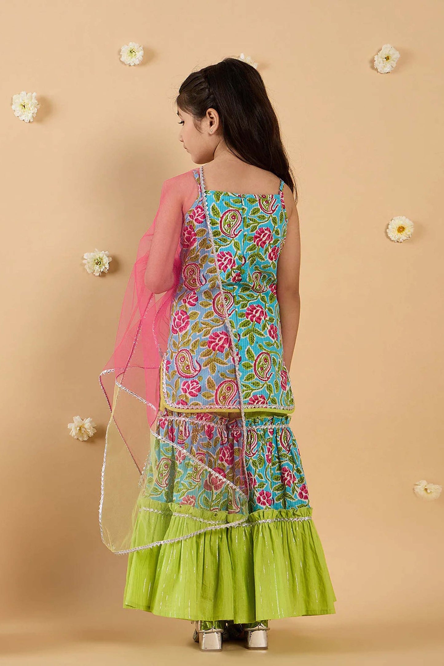 Cute Multicolor Embroidered Girls Salwar Suit with Dupatta