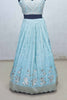 Aqua Blue Mirror Embroidered Lehenga Choli with Scallop Hem and Gota Patti Dupatta - Mangaldeep NX