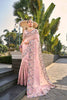 Baby Pink Designer Saree with Multicolor Floral Embroidery - Mangaldeep NX