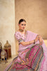Beautiful Light Pink Crepe Silk Saree with Intricate Printed Border and Paisley Motifs - Mangaldeep NX
