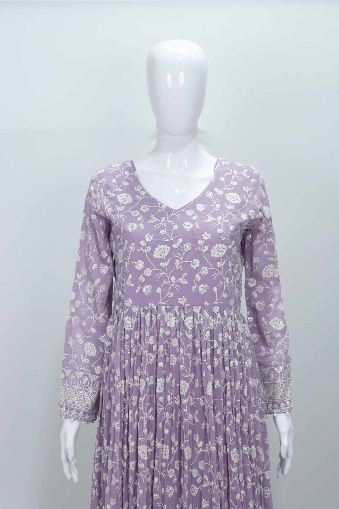 Beautifull Lavender Color Floral Embroidered Anarkali Suit With Dupatta - Mangaldeep NX