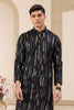 Black and Gold Embroidered Kurta Pajama Set for Men - Mangaldeep NX