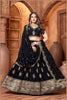 Black Embroidered Silk Lehenga Choli Set with Zari and Mirror Work - Mangaldeep NX