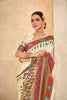 Bright Cream Bandhani Printed Saree with Multicolor Traditional Border and Motifs - Mangaldeep NX
