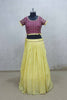 Bright Yellow Lehenga with Designer Maroon Crop Top and Bandhani Style Dupatta - Mangaldeep NX