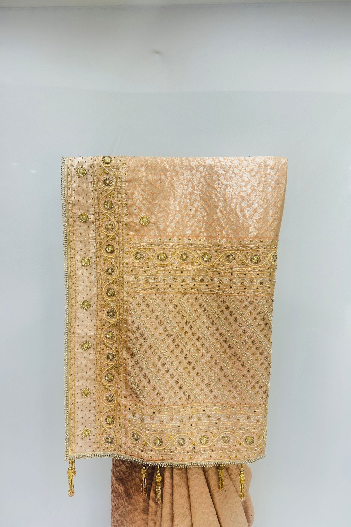 Champagne Gold Banarasi Silk Saree - Mangaldeep NX