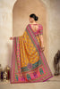 Charming Yellow and Pink Crepe Silk Saree with Traditional Floral Motifs - Mangaldeep NX