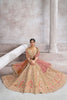 Chiku Beige Embroidered Silk Lehenga Choli with Peach Net Dupatta - Mangaldeep NX