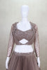 Coffee Brown Pleated Lehenga with Mirror Work Blouse - Mangaldeep NX