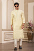 Cream Sequin Embroidered Kurta Pajama Set for Men - Mangaldeep NX