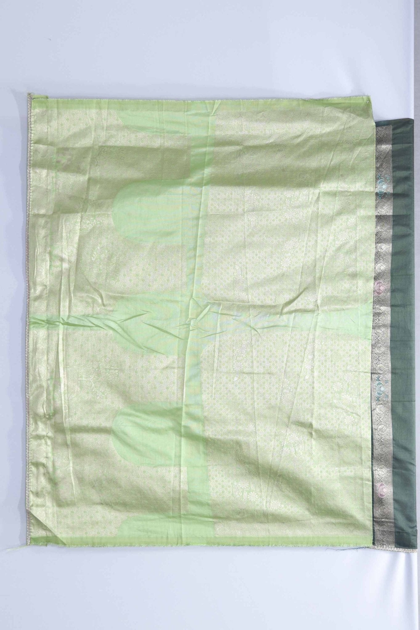 Dark Green Banarasi Silk Saree with Silver Zari Embroidery and Elephant Pallu Design - Mangaldeep NX