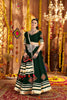 Dark Green Mirror Embroidered Navratri Lehenga Choli Set with Golden Striped Border - Mangaldeep NX