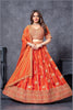 Designer Orange Banarasi Silk Lehenga Choli Set with Dupatta - Mangaldeep NX