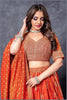 Designer Orange Banarasi Silk Lehenga Choli Set with Dupatta - Mangaldeep NX