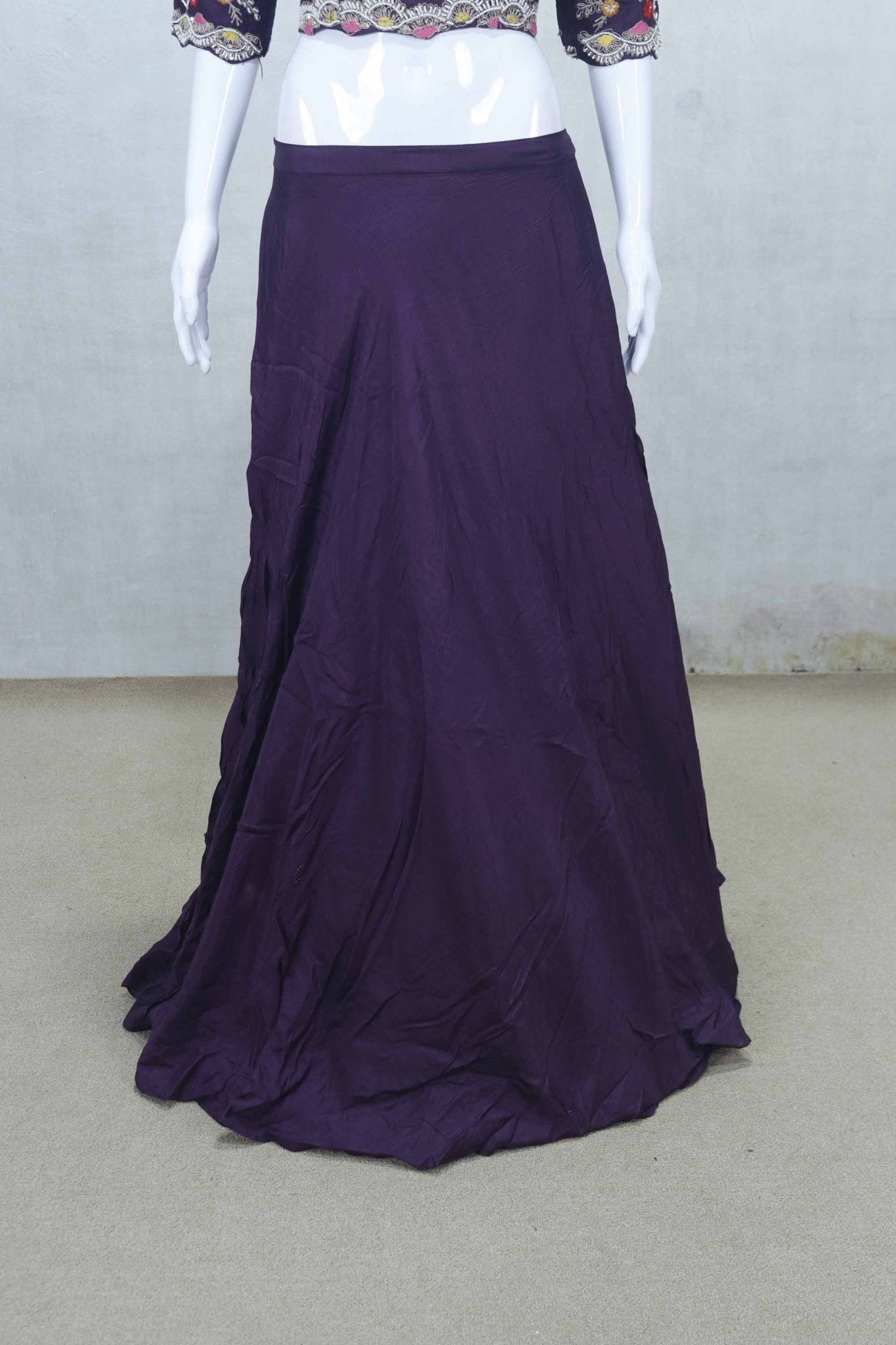 Designer Purple Embroidered Lehenga Choli Set with Floral Dupatta - Mangaldeep NX