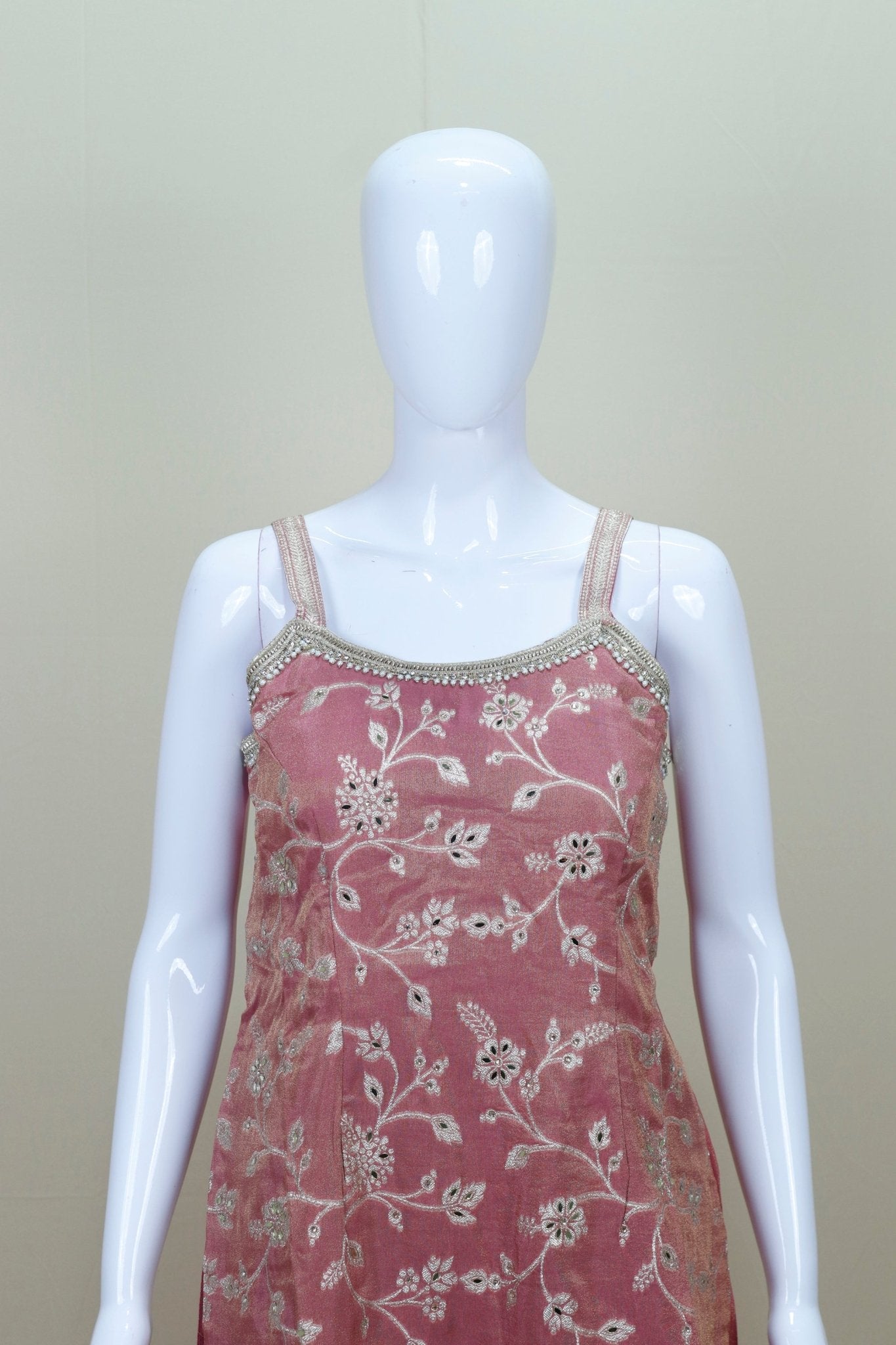 Dusty Pink Embroidered Sharara Set with Net Dupatta - Mangaldeep NX