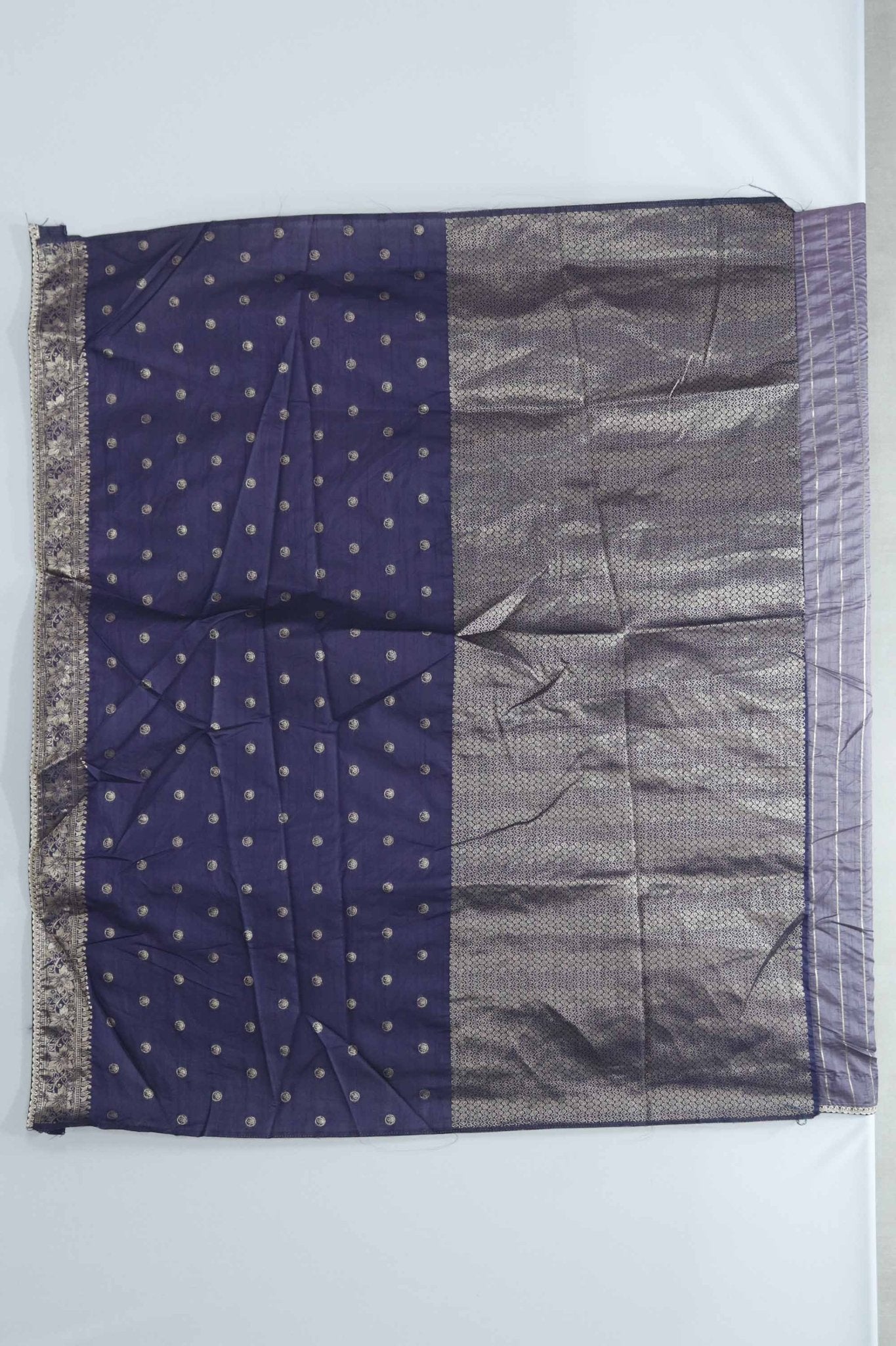 Dusty Purple Banarasi Silk Saree with Silver Zari Embroidery and Peacock Design Pallu - Mangaldeep NX