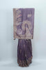 Dusty Purple Banarasi Silk Saree with Silver Zari Embroidery and Peacock Design Pallu - Mangaldeep NX