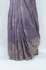 Dusty Purple Banarasi Silk Saree with Silver Zari Embroidery and Peacock Design Pallu - Mangaldeep NX