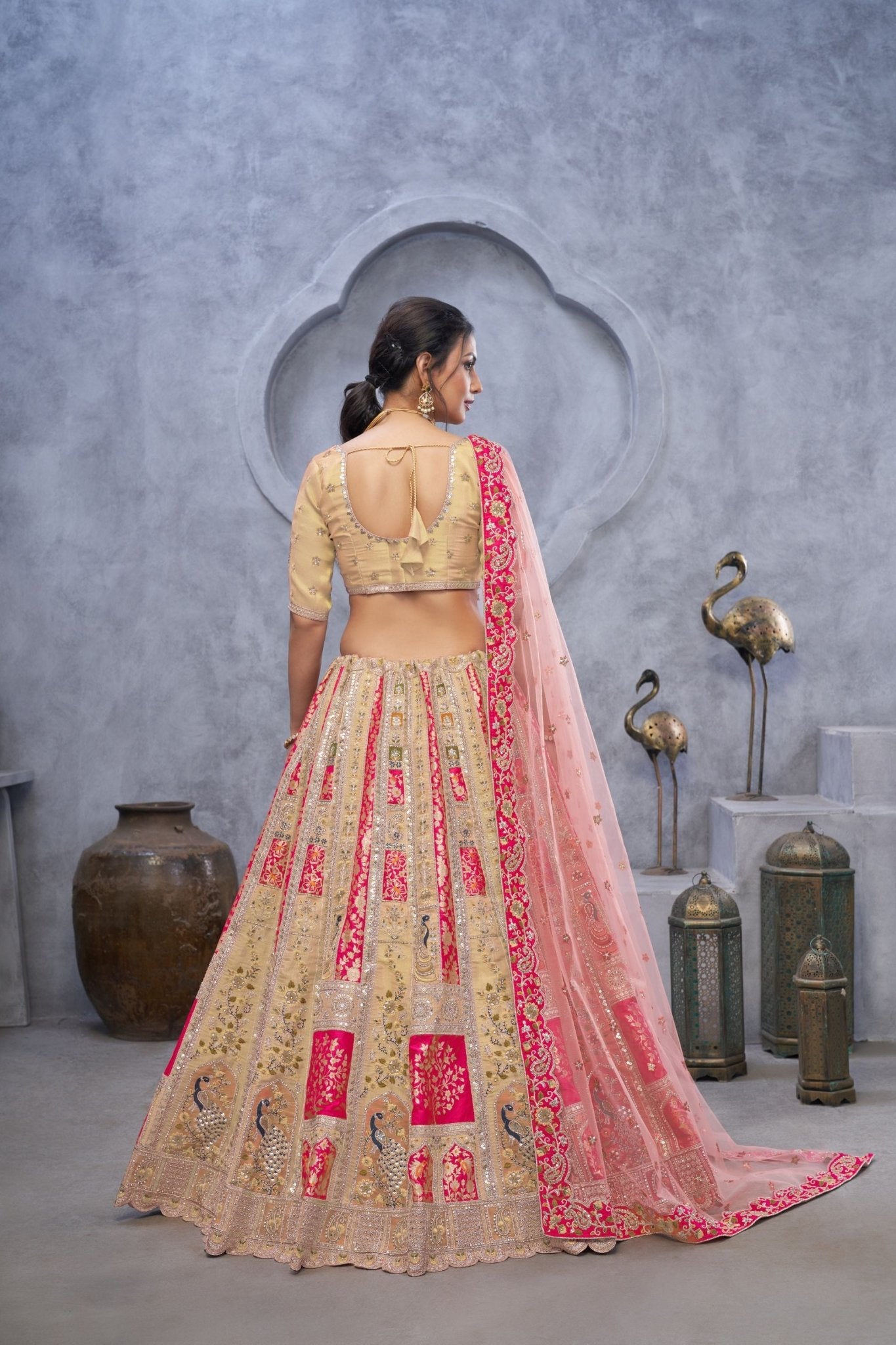 Elegant Brown Silk Thread Embroidered A - Line Lehenga Choli for Wedding - Mangaldeep NX