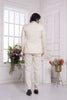 Elegant Cream Textured Indo - Western Suit for Men with Buttoned Jacket and Trousers - Mangaldeep NX