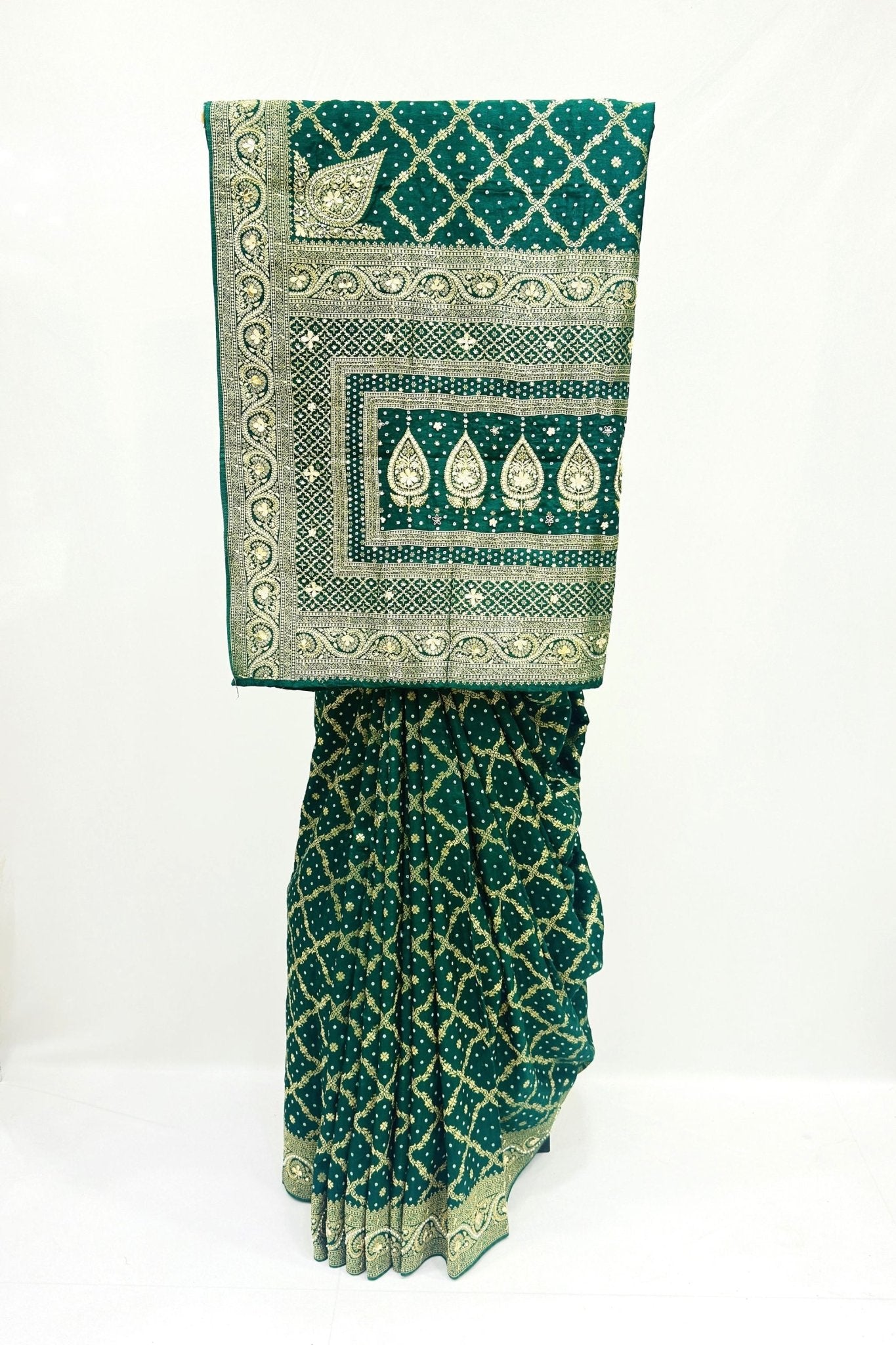 Elegant Green Bandhani Saree - Mangaldeep NX