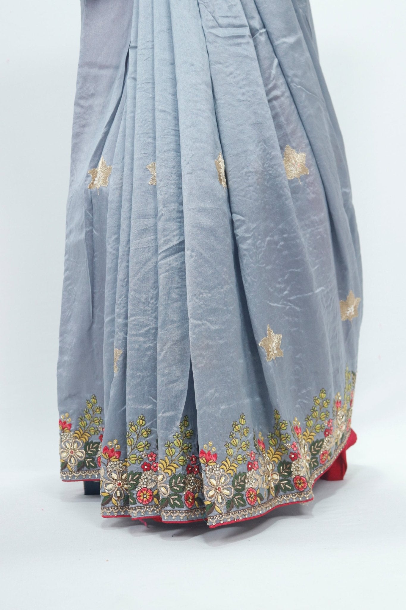 Elegant Grey Silk Saree Festive Wedding Wear - Mangaldeep NX