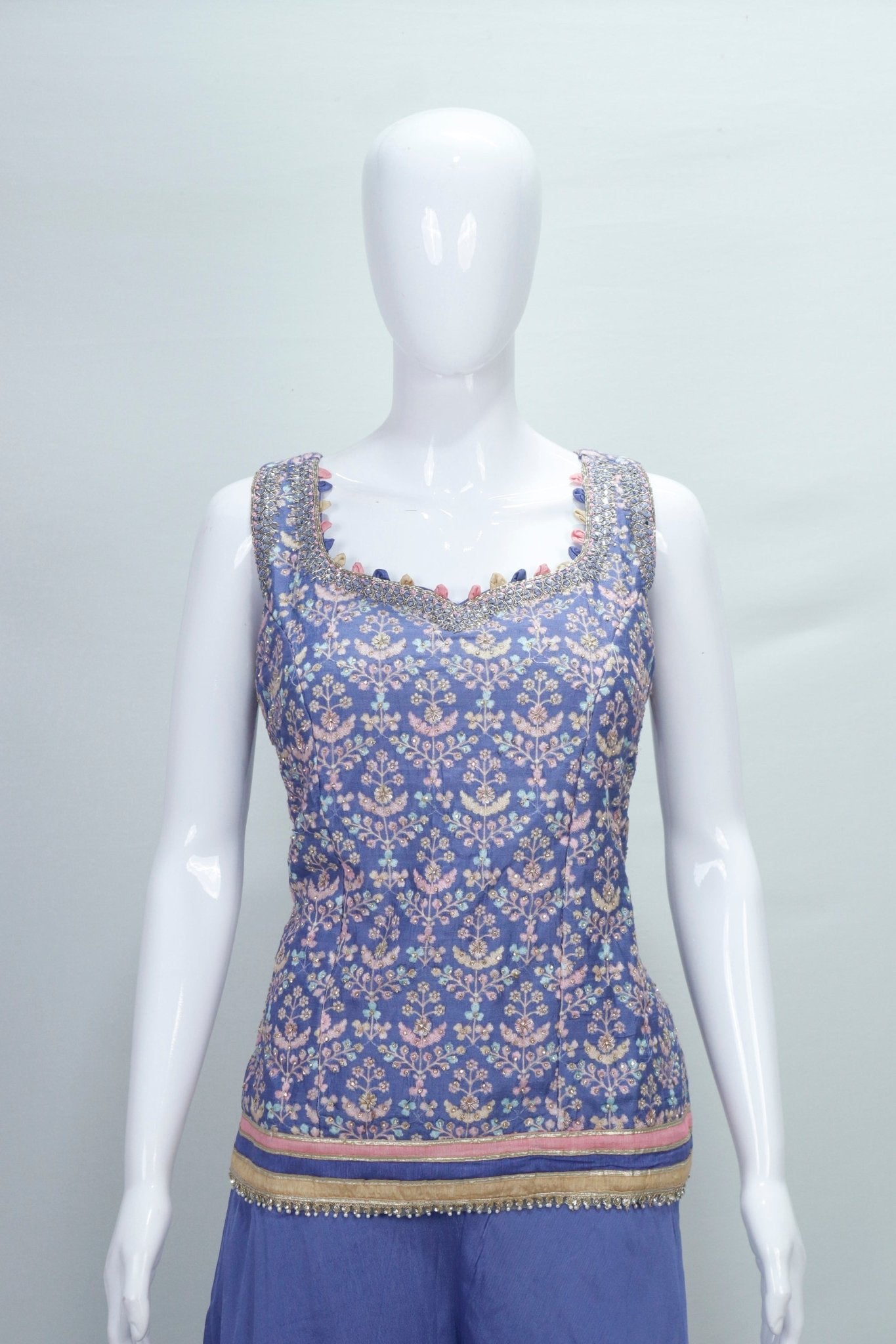Elegant Lavender Embroidered Sharara Suit Set with Pink Ombre Dupatta - Mangaldeep NX