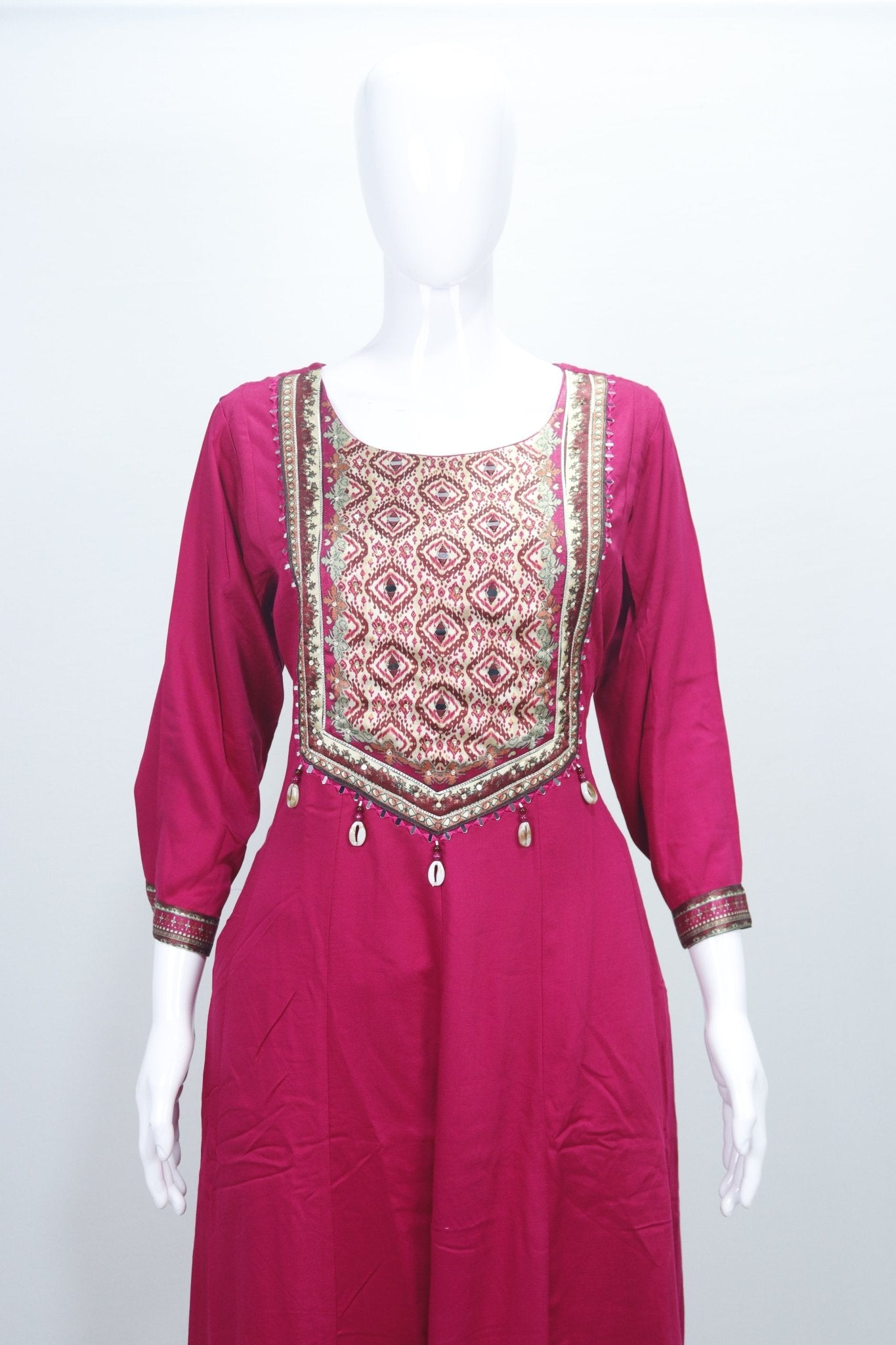 Elegant Magenta Anarkali Kurta Set with Printed Dupatta Gota Patti Detailing Festive Ethnic Wear for Women - Mangaldeep NX