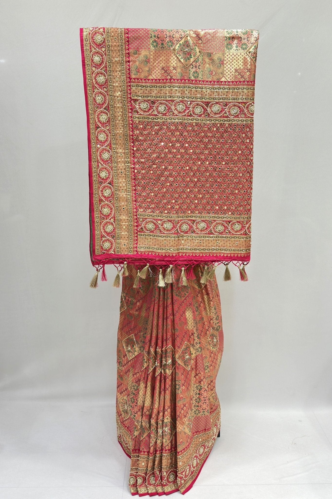 Elegant Multicolor Banarasi Silk Saree with Patchwork - Mangaldeep NX