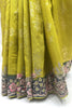 Elegant Mustard Yellow Banarasi Silk Saree with Floral Embroidered Border - Mangaldeep NX