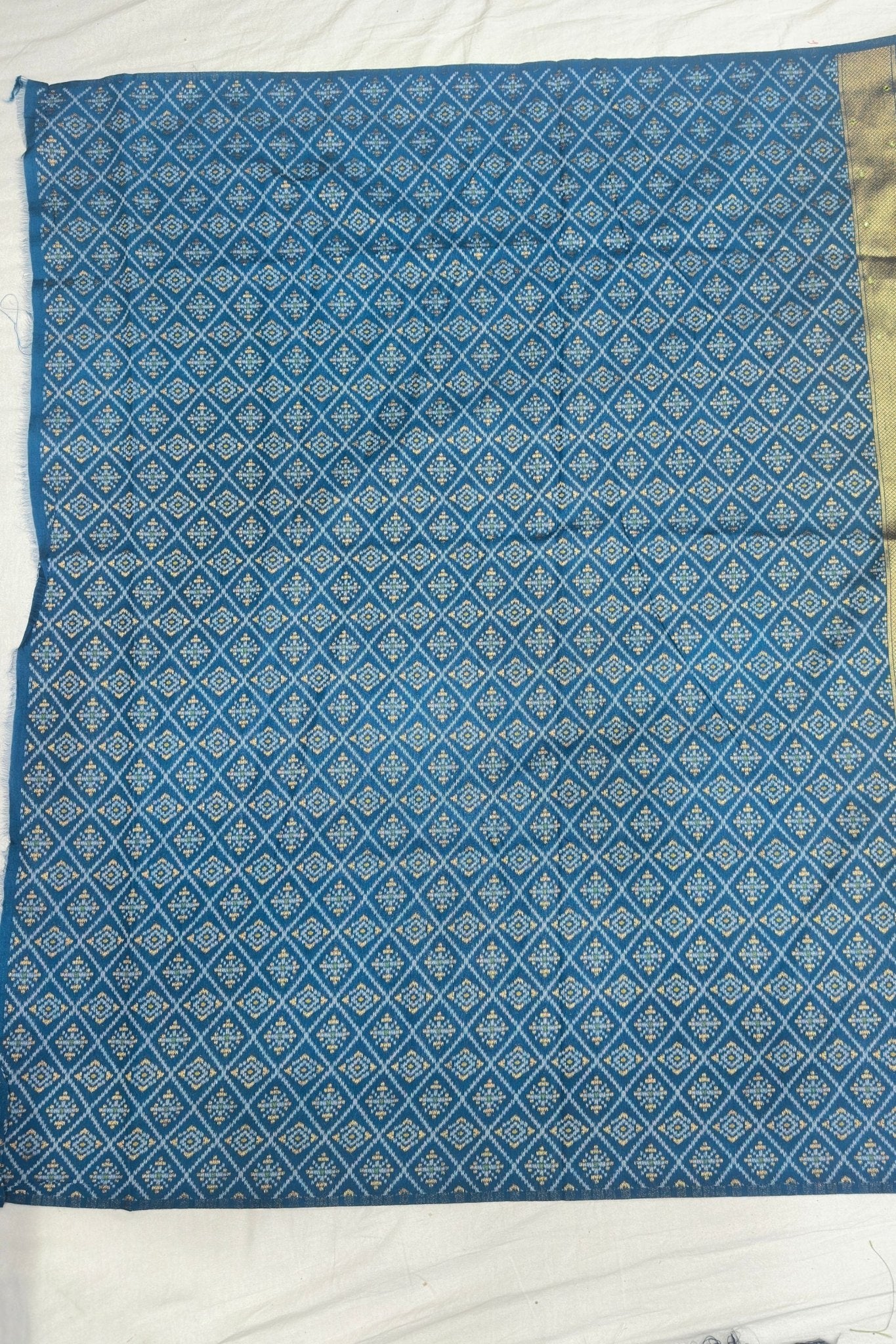 Elegant Mustard Yellow Silk Saree with Blue Zari Border - Mangaldeep NX