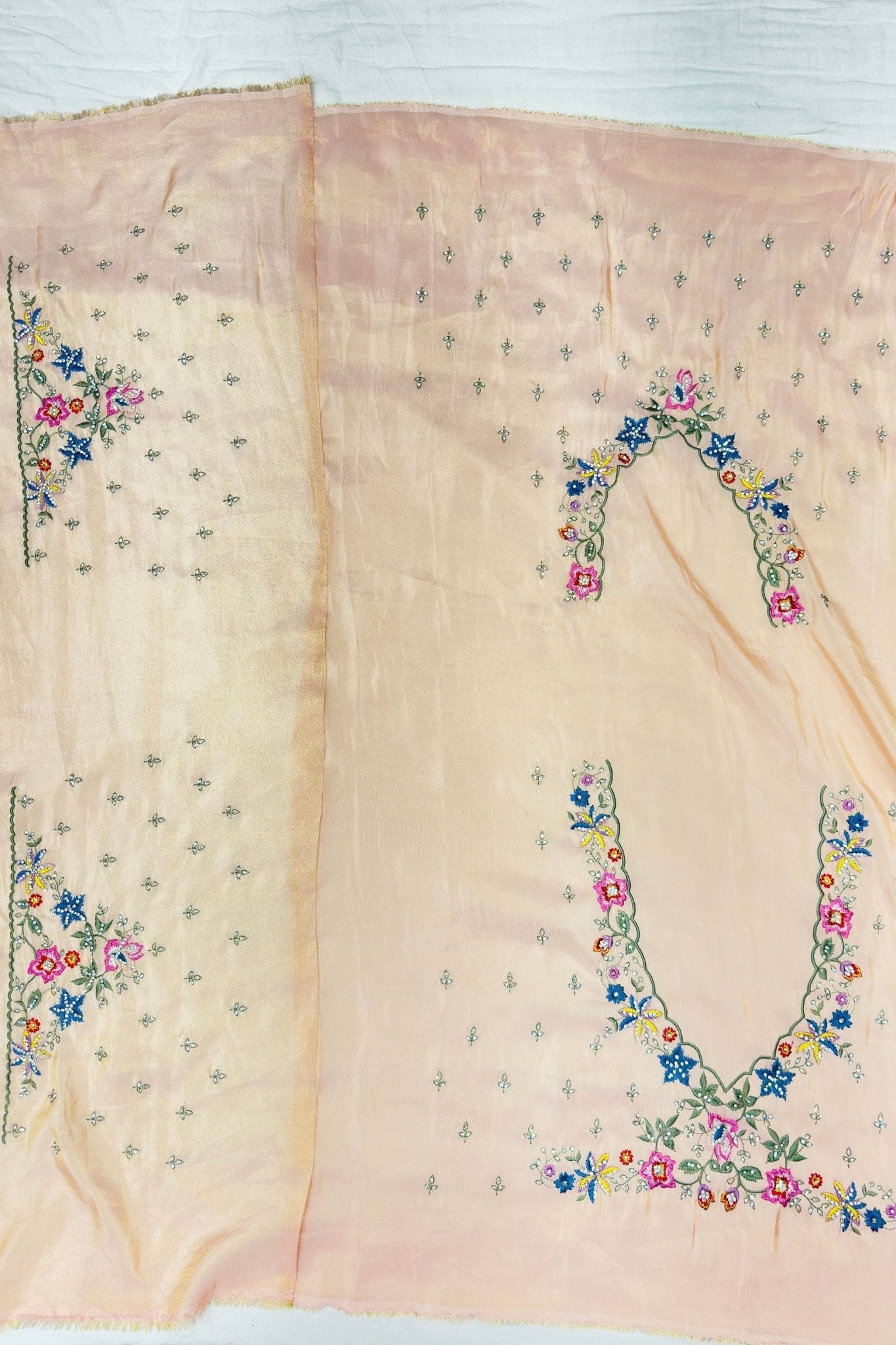 Elegant Peach Embroidered Silk Saree - Mangaldeep NX