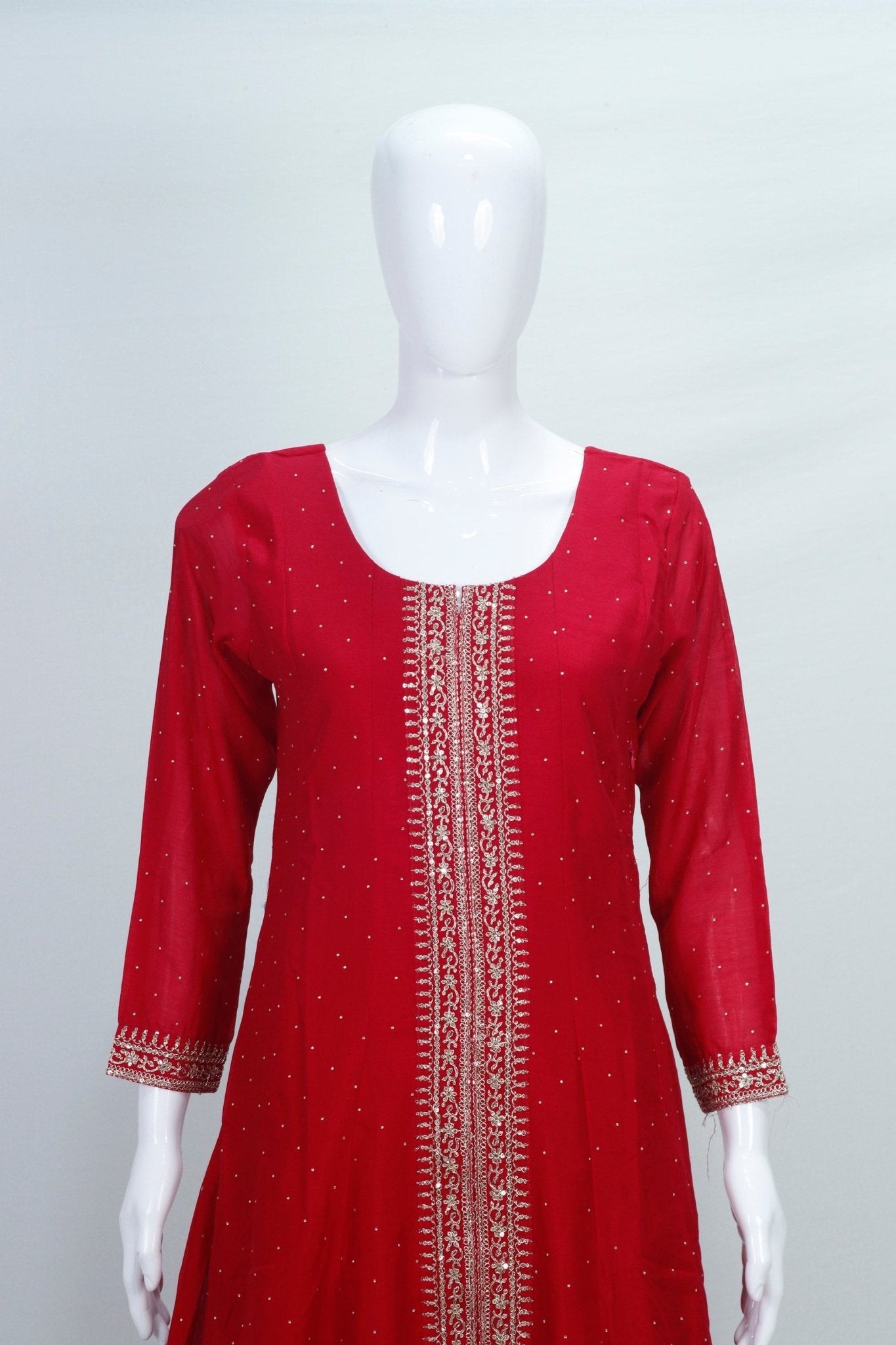Elegant Red Georgette Embroidered Kurta Set with Dupatta - Mangaldeep NX